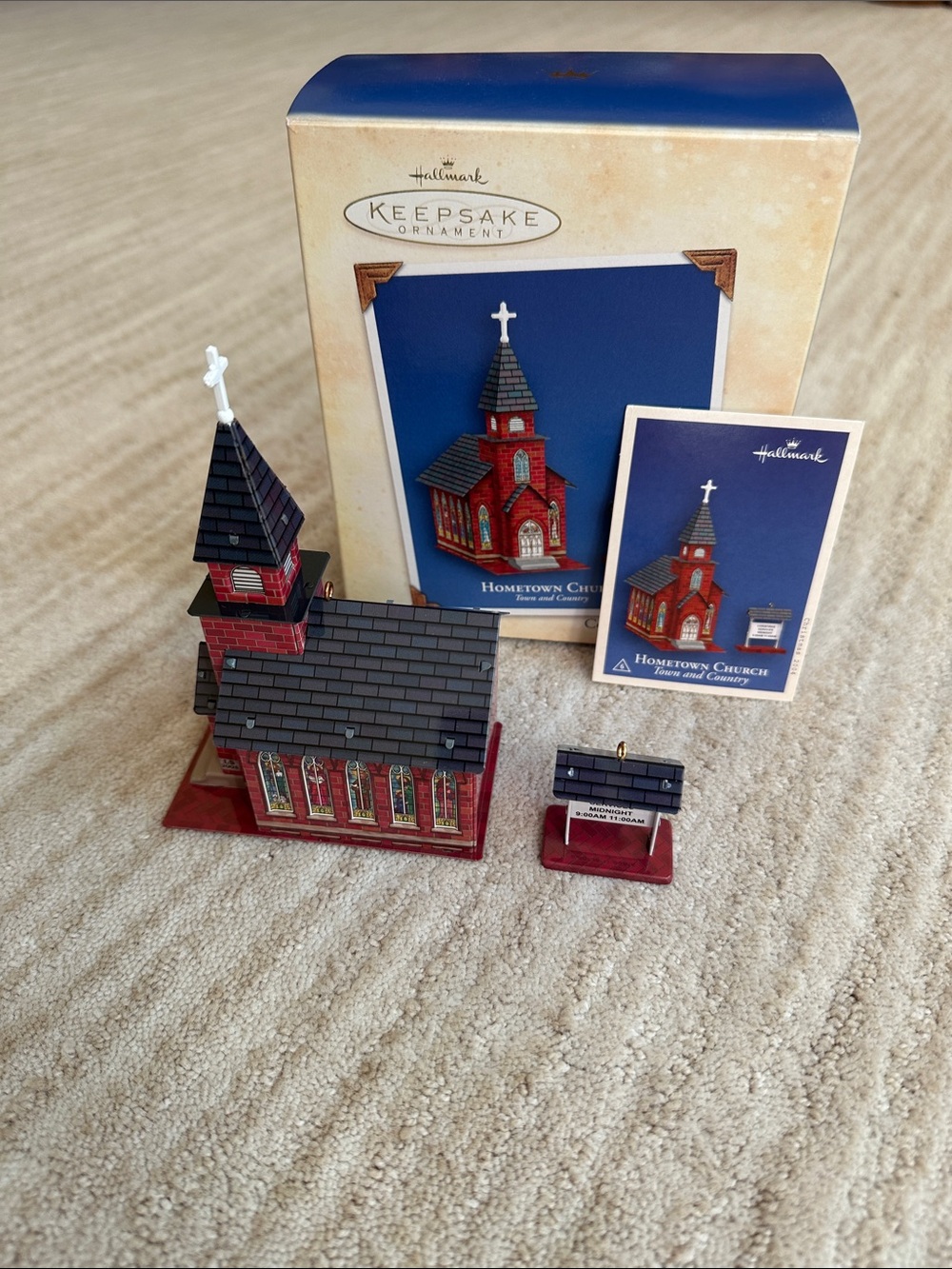 Hallmark Ornament 2004 Hometown Church QX8201 Set of 2 Ornaments Town and Countr
